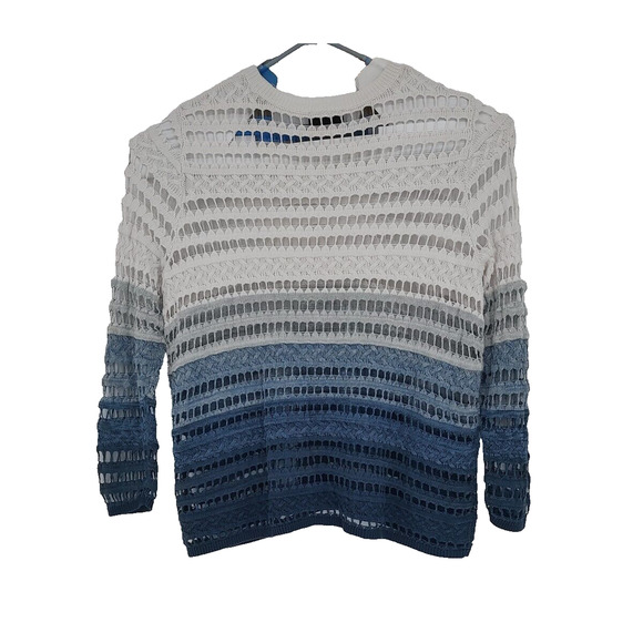 Lane Bryant Woman's Ombre Crochet White Blue Open Knit Pull on Sweater NO Size - Picture 1 of 7